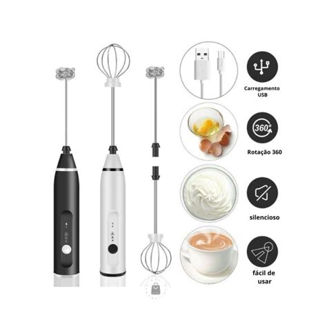 Mini Mixer Batedor Misturador Bebidas Ovos Portátil Elétrico Usb 2 em 1