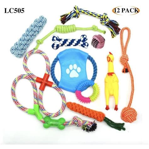 Lot de 12 Jouets Chien Corde Ensemble Jouet à Mâcher Durable Coton