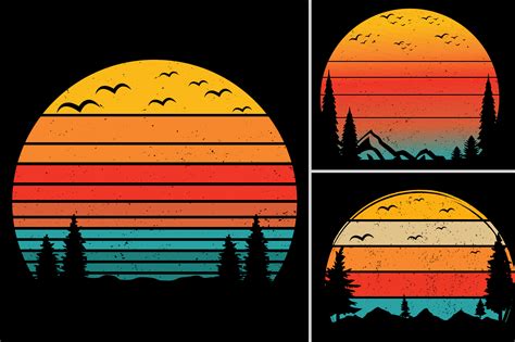 Retro Vintage Sunset For T Shirt Design Graphic By T Shirt Design