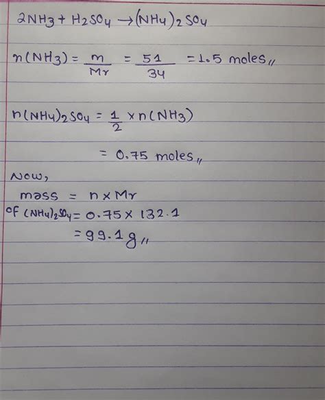 Calculate The Mass Of Ammonium Sulfate That Can Be Made From Grams