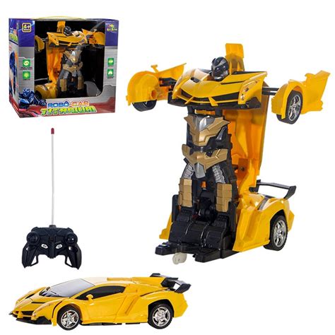 Carrinho De Controle Remoto Transformers 2em1 Robo Car Titan Submarino