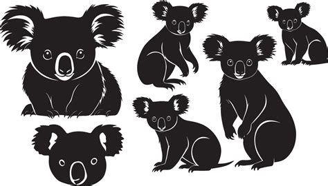 Set Of A Koala Silhouette Vector Illustration 41905966 Vector Art At