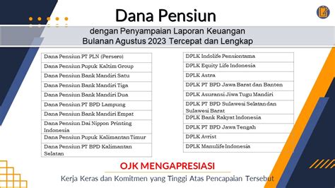 Dana Pensiun Dengan Penyampaian Laporan Keuangan Bulanan Periode