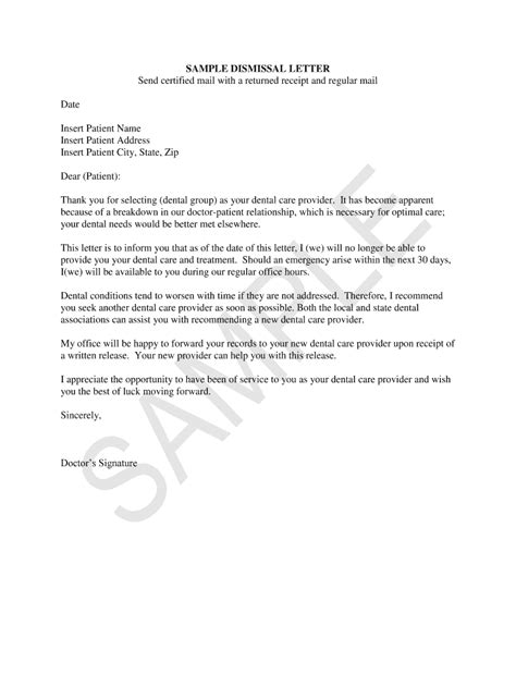 Dental Dismissal Letter For Missed Appointments Fill Out Sign Online