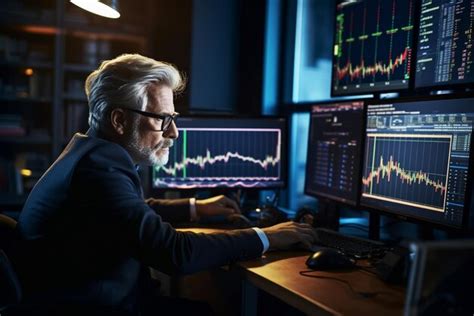 Premium Photo Mature Crypto Trader Investor Analyst Broker Using Pc