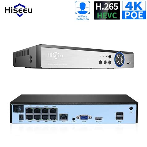 Hiseeu 4K 16CH 8CH POE NVR Onvif H 265 Videoregistratore Di Sicurezza