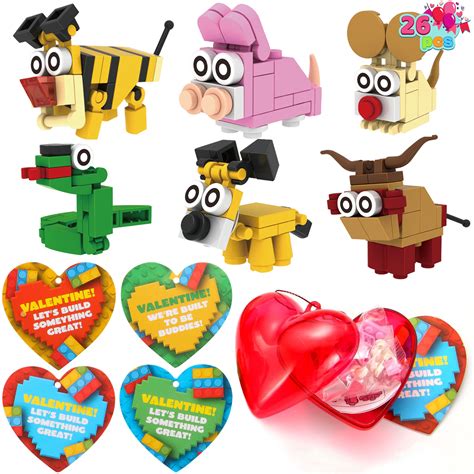 Syncfun 26 Packs Heart Shape Prefilled Animal Building Blocks With ...