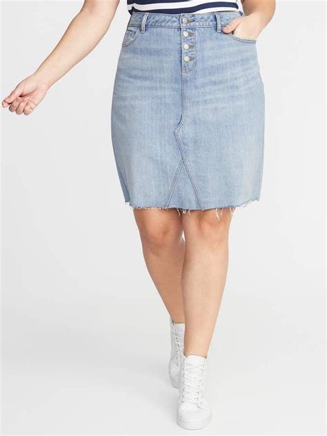 Old Navy High Waisted Secret Slim Pockets Plus Size Jean Skirt A Line