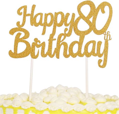 Amazon Palasasa Single Sided Glitter Happy Birthday Cake Toppers