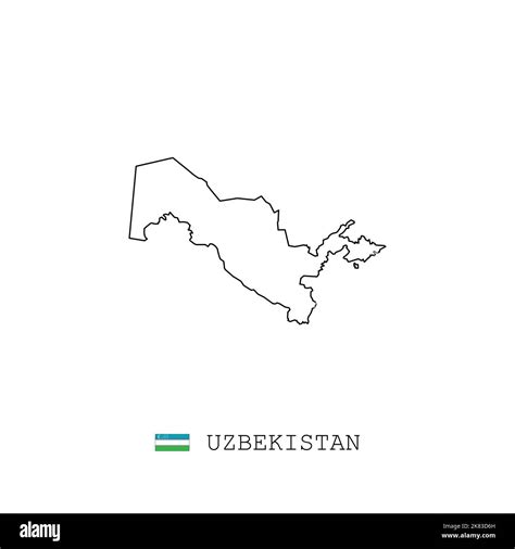 Uzbekistan Vector Map Outline Line Linear Uzbekistan Black Map On