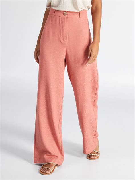 Pantalon Large En Jacquard Rose Kiabi