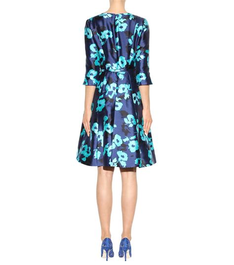 4 Stores In Stock Oscar De La Renta Floral Print Silk And Cotton Mikado