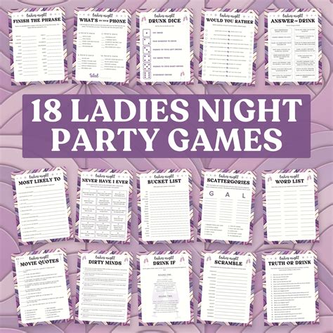 Printable Ladies Night Games 18 Game Bundles Ladies Night Party Games