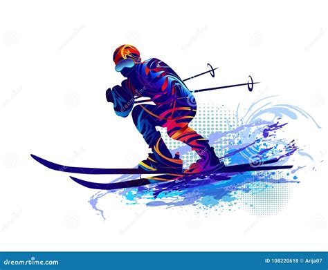 Winter Sport Skiing Man Vector Illustration Stock Vector