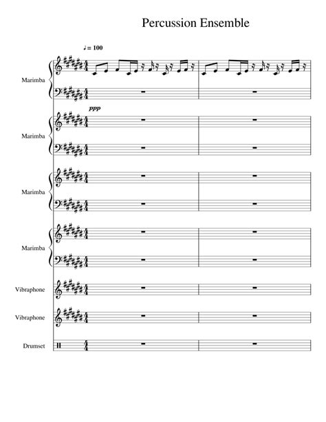 Percussion Ensemble Sheet Music For Drum Group Marimba Vibraphone Percussion Ensemble