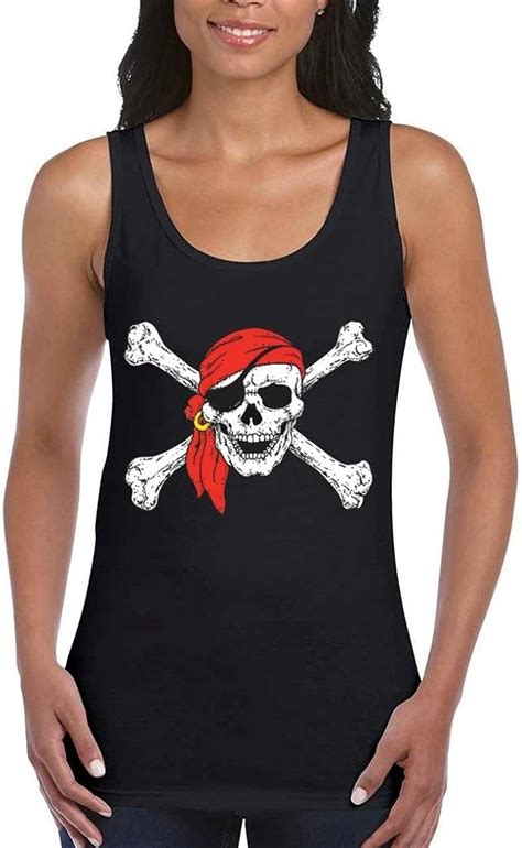 Shop4ever Pirate Skull And Crossbones Womens Tank Top Pirate Flag Tank Tops Uk Fashion