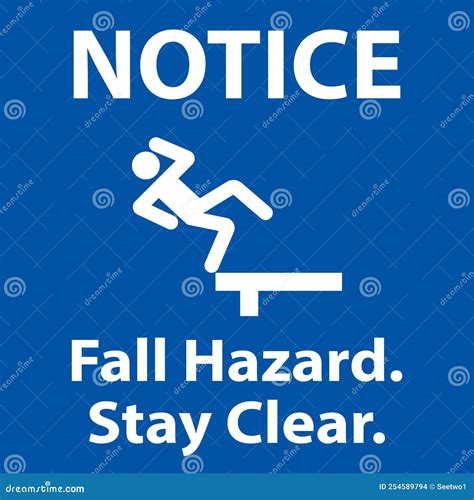 Notice Fall Hazard Beyond This Point Sign On White Background Cartoon