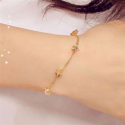 Bangle Simple Gold Filled Chic Trendy Stars Shape Bracelet For Women