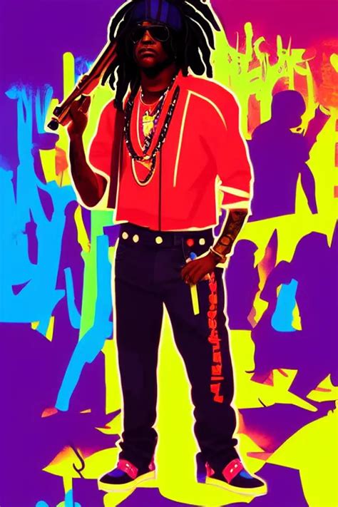 Chief Keef With Riffle Gta Vice City Style Pop Art Stable