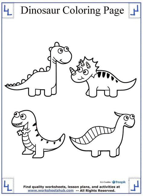 The Dinosaur Coloring Page Is Shown In Black And White With Three