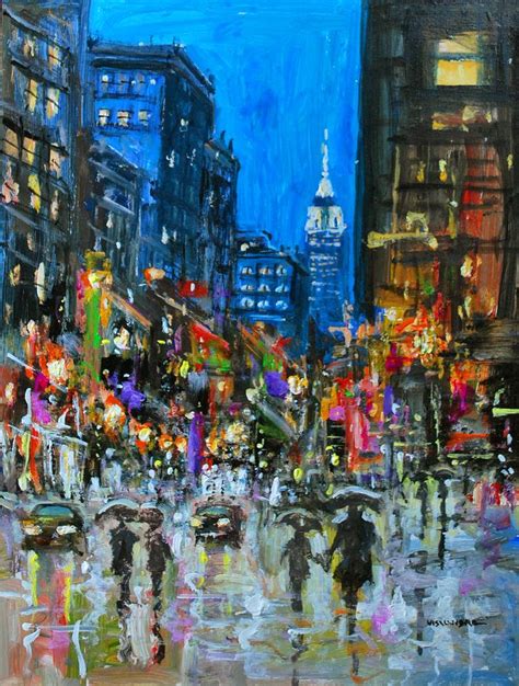 New York City In Rain Painting By Vishalandra M Dakur Saatchi Art