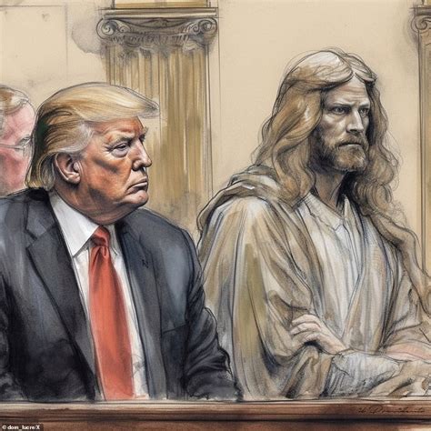 Donald Trump Shares Bizarre Court Sketch Of Him Sitting Next To Jesus