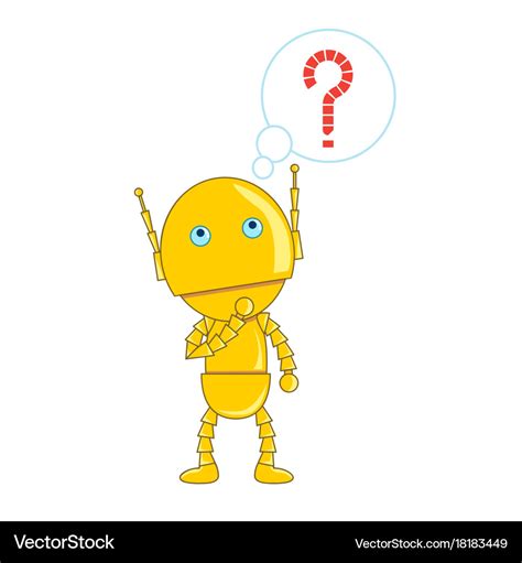 Cute robot thinking Royalty Free Vector Image - VectorStock