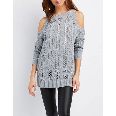 Charlotte Russe Cable Knit Cold Shoulder Sweater