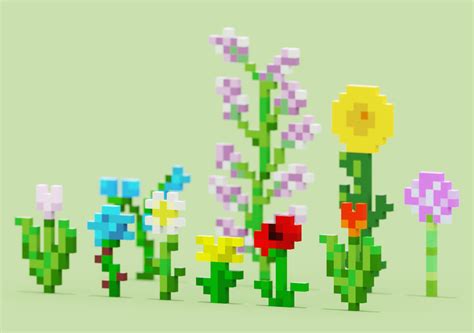 Minecraft Flowers Cgtrader