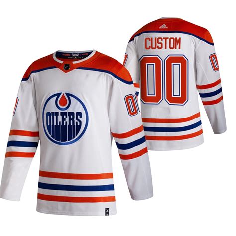 Edmonton Oilers Custom White Men's Adidas 2020-21 Reverse Retro Alternate NHL Jersey on sale,for ...