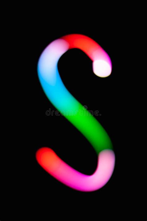 Letter S. Glowing Letters On Dark Background. Abstract Light Painting At Night. Creative ...