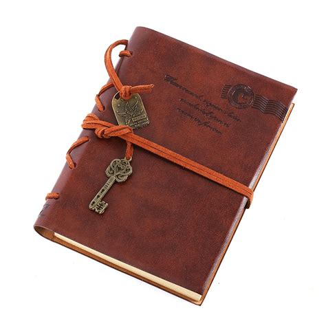 Leather Writing Journal Notebook Evz Classic Key Bound Retro Vintage