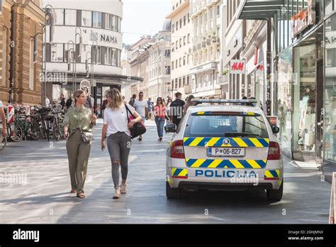 Picture Of A Police Car From The Police Of Slovenia Parked During A