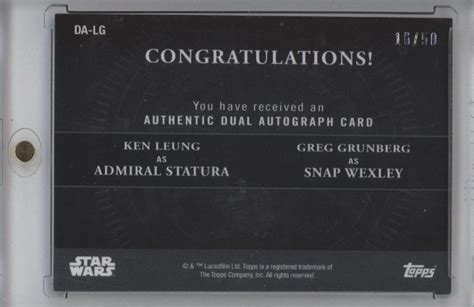 ミントモール MINT 立川店 2018 TOPPS STAR WARS MASTERWORK Dual Autograph Card