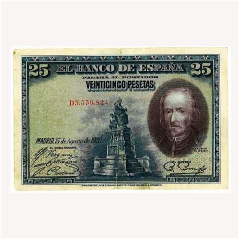 Billete 25 Pesetas 15 De Agosto De 1928 Calderon De La Barca Serie D