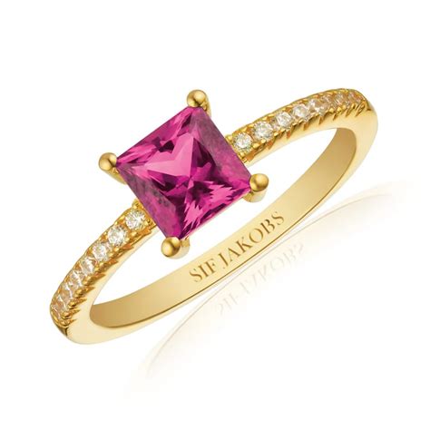 Sif Jakobs Ellera Quadrato Pink Zirconia Ring Sj R Pkcz Yg