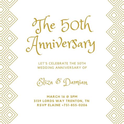 Free Printable 50th Wedding Anniversary Invitation Template Printable