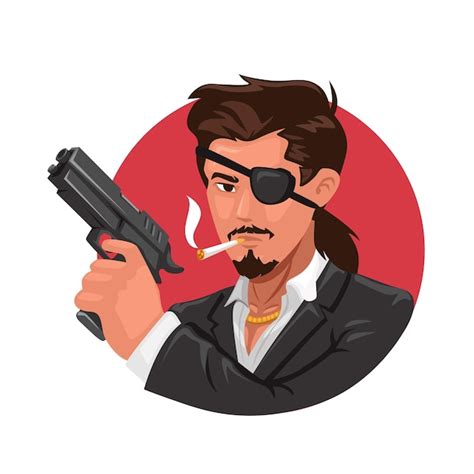 Hombre Con Pistola Mafia G Ngster Avatar Personaje Mascota Ilustraci N