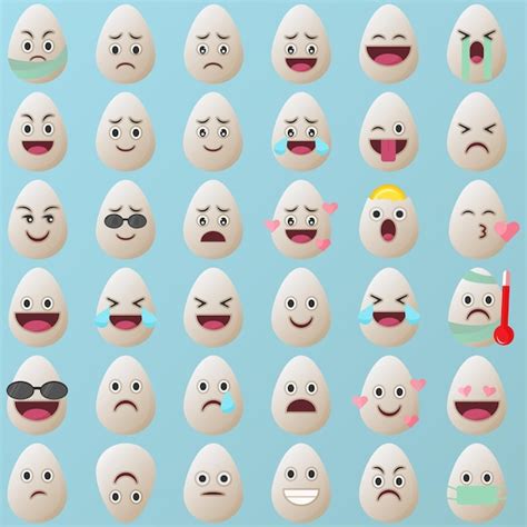 Premium Vector Egg Emoji Faces With Cute Expressions For Social Media