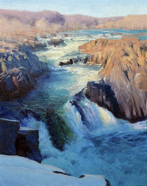 Great Falls Winter Painting By Armand Cabrera Fine Art America