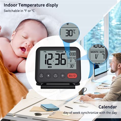 Buy NOKLEAD Digital Travel Alarm Clock For Bedroom Office Small LCD