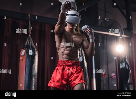 Professional Boxer Wear Virtual Reality Headsets To Engage In Immersive