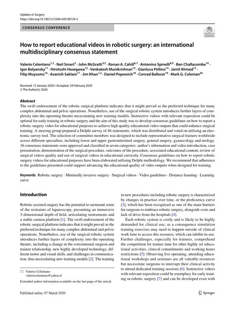 Pdf How To Report Educational Videos In Robotic Surgery An