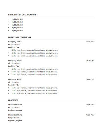 Resume Experience 35 Examples Format How To List Pdf