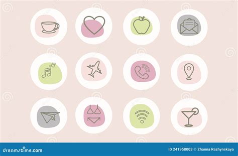 Social Media Design Set of Icons in Pastel Colors.Modern Design. Stock ...