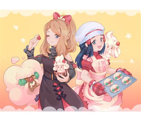 Safebooru 2girls D Alcremie Alcremie Strawberry Sweet Apron Artist