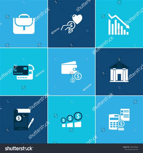 Financial Icon Set Bank Briefcase Stock Stock Vector Royalty Free 1590326683 Shutterstock