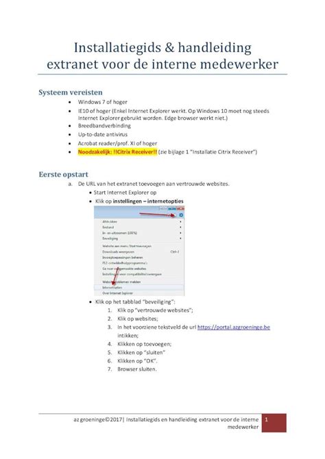 Pdf Installatiegids Handleiding Extranet Voor De Interne Medewerker