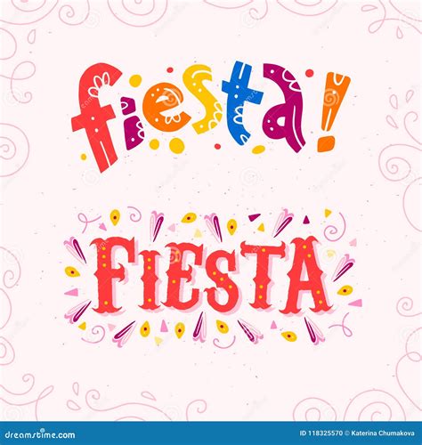 Vector Flat Set Of Fiesta Lettering Text Isolated On White Background