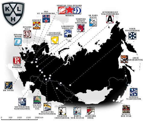 Map of the Russian Kontinental Hockey League - 2nd biggest in the world ...